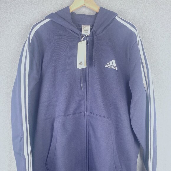 Adidas Men's Track Jacket XL M 3S FL FZ HD Legend Ink - Picture 1 of 9